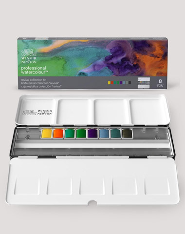 Winsor & Newton Professional Watercolour Revival Collection Half Pan Assorted Colours Set of 8