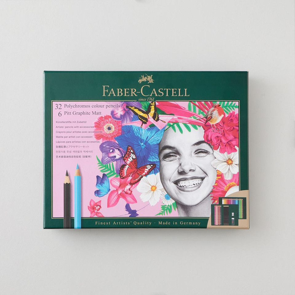 Faber-Castell Polychromos Artists' Coloured Pencil & Pitt Graphite Matt Pencil Set of 40