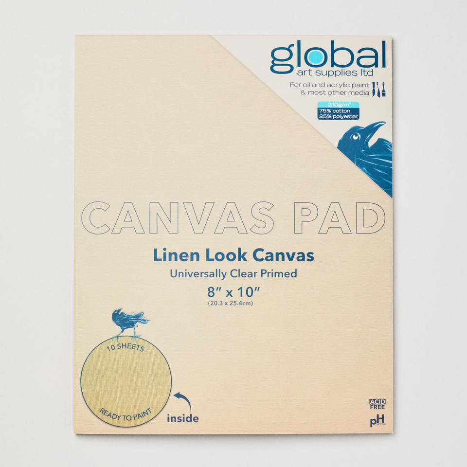 Global Canvas Pad 10 Sheets 210gsm Linen Look