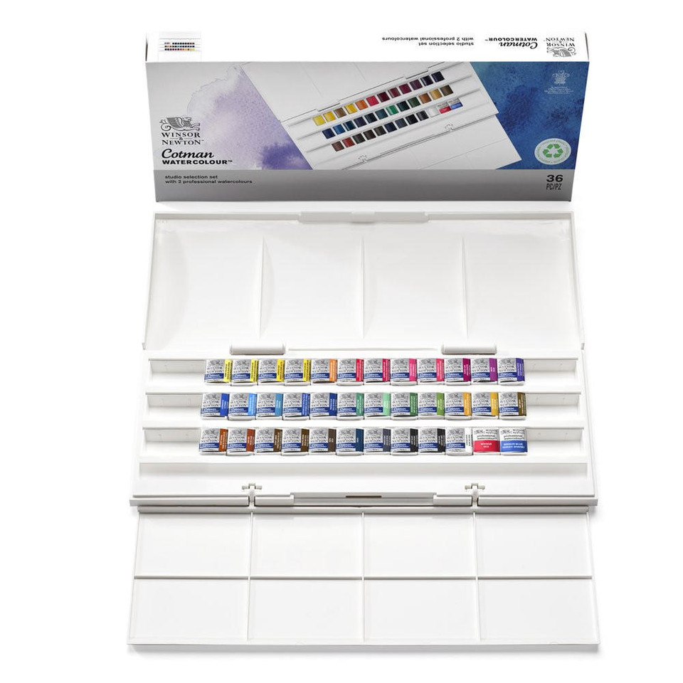 Winsor & Newton Cotman Watercolour Set of 36 Half Pan (Including 2 Artist's Quality)